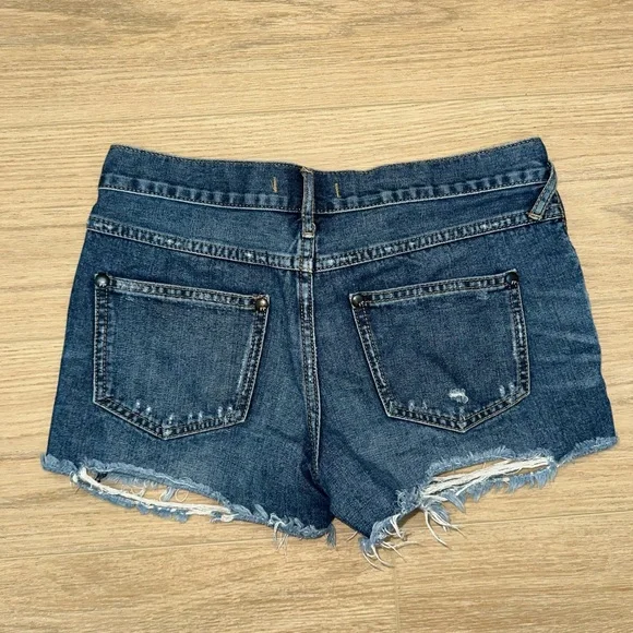 Free People Dark Blue Distressed Jean Shorts Size 25 - Picture 4 of 6